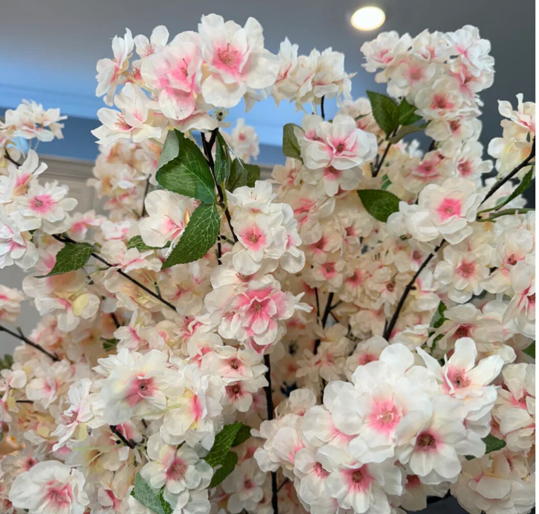 Jade Cream Blush Pink Silk Cherry Blossom Flower Branches Set of 3 Pack 40&#x27;&#x27;
