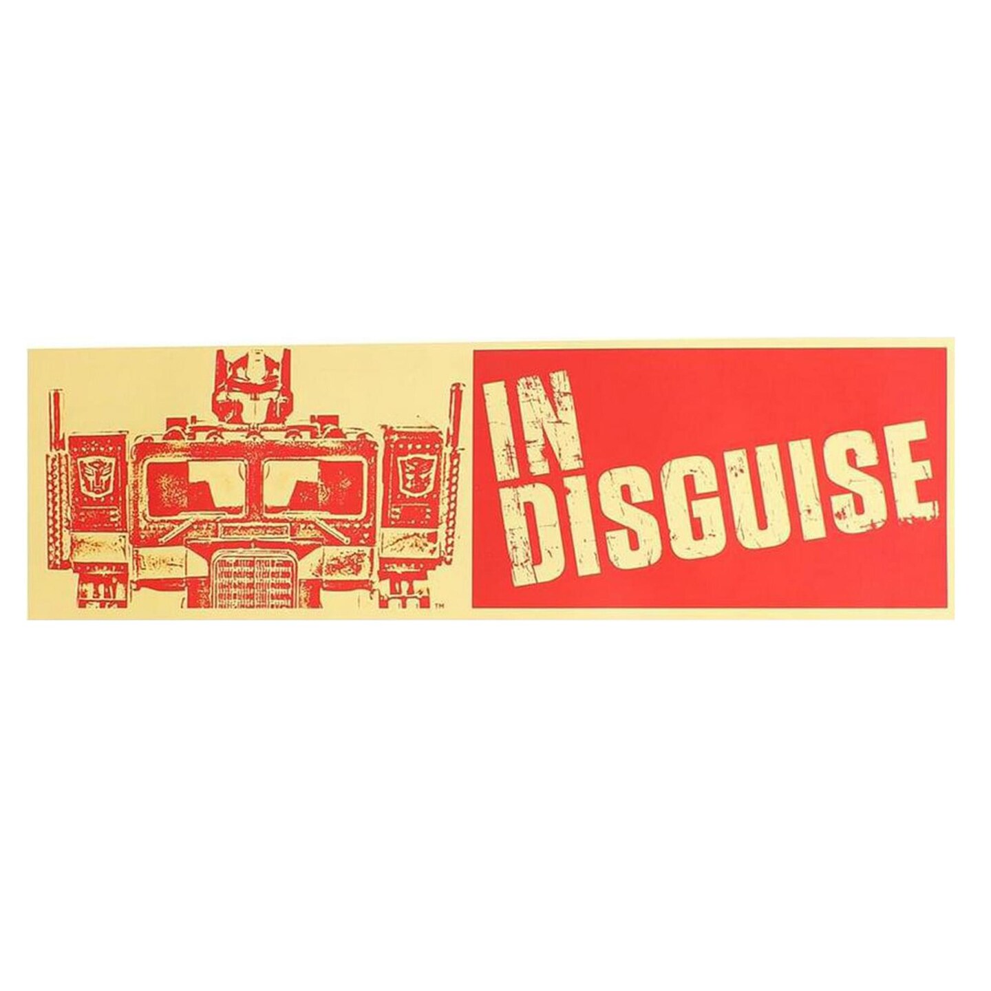 Transformers Optimus Prime &#x22;In Disguise&#x22; Bumper Sticker