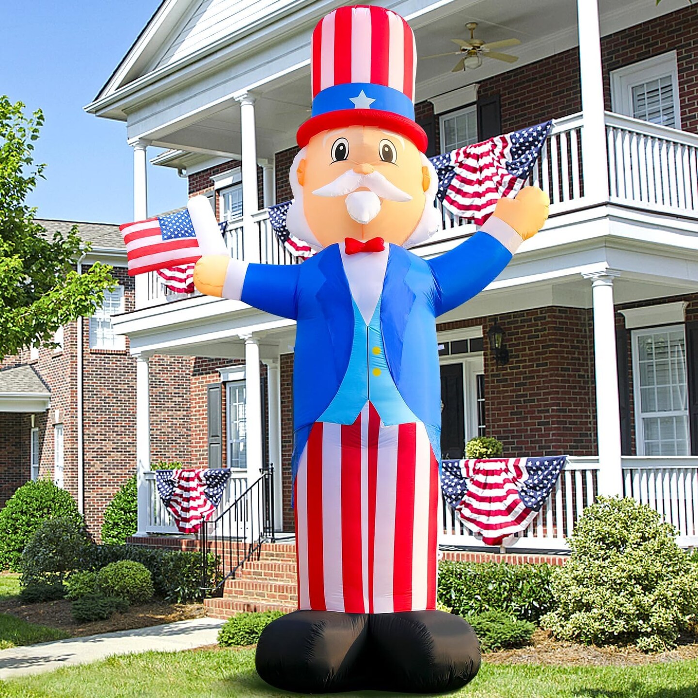 12FT Giant Uncle Sam Inflatable – Patriotic 4th of July Outdoor Decoration with Bright LED Lights – Blow Up Yard Decor for Independence Day & Memorial Day