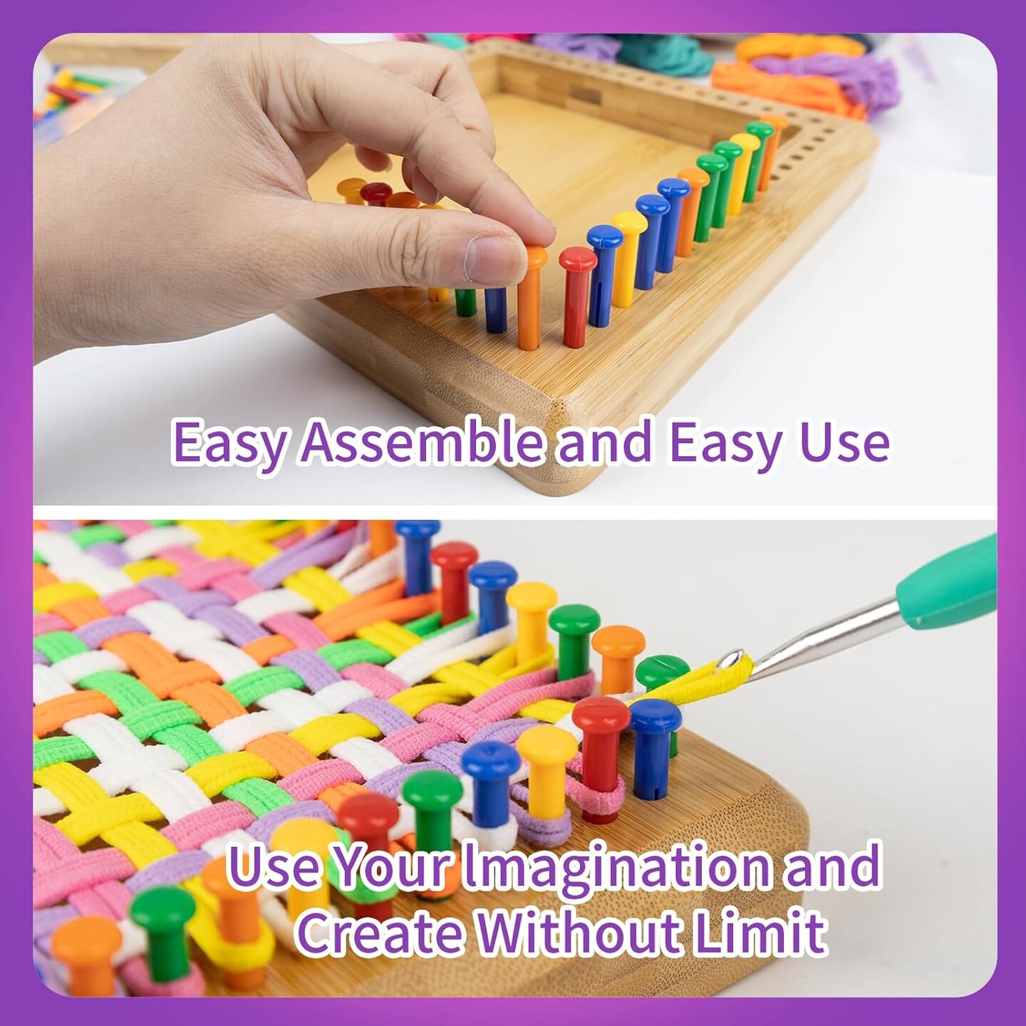 Weaving Loom Kit,Wooden Potholder Loom Kit for Different Crowds,DIY Arts and Crafts