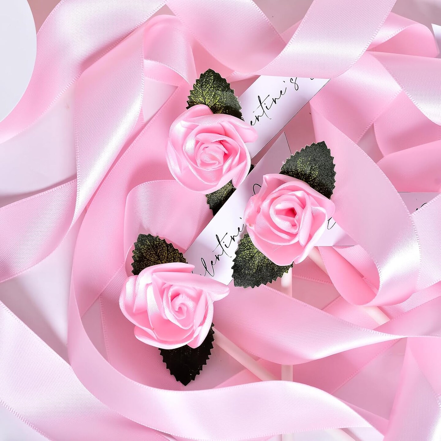 Light Pink Double Faced Satin Ribbon Set for Valentine&#x27;s Day Crafts Gift Wrapping Bouquet Baby Shower Hair Bows, 1/4 Inch &#xD7; 10 Yards, 5/8 Inch &#xD7; 10 Yards, 1 Inch &#xD7; 10 Yards, Total 30 Yards