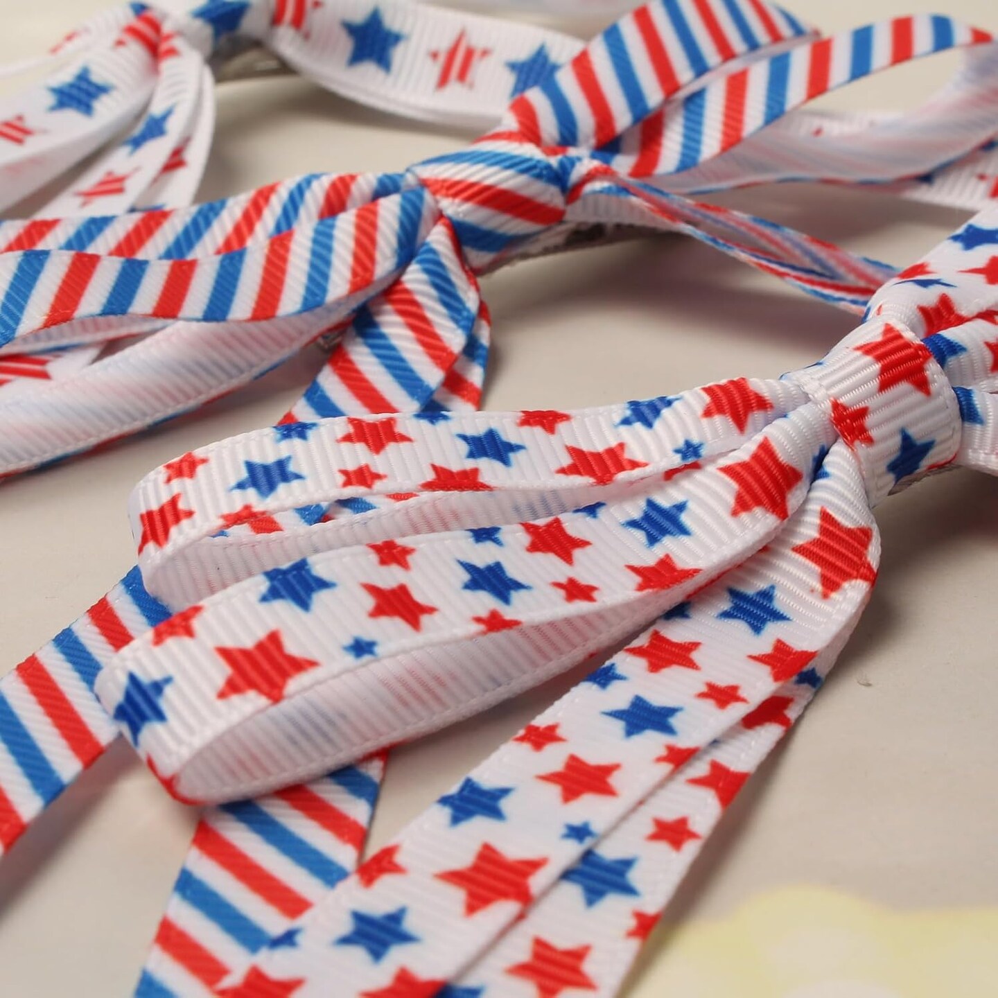 6 PCS 4th of July Hair Accessories - Cute Thin Long Tail Bow Clips for Girls, Independence Day