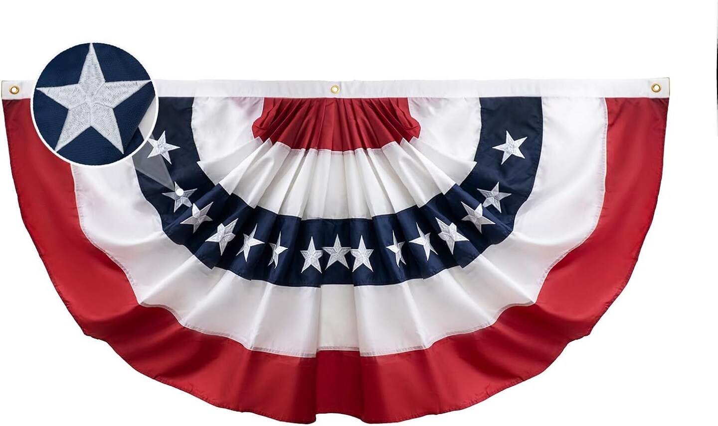 Bunting Flags Outdoor 3x6 Ft American Buntings Flag for Outside Embroidered Stars Memorial Day 4th of July Decorations with Brass Grommets