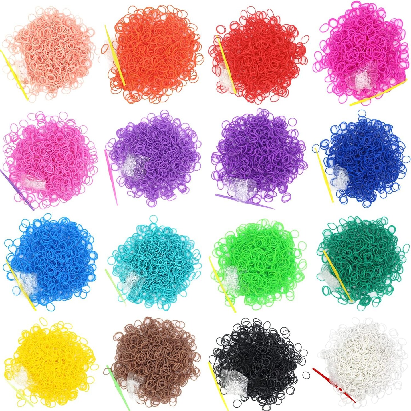 6000-Pack Rubber Loom Bands Making Kit,50PCS S-Clips10-Hooks,Colorful Rubber Bands Refill Kits for Weaving DIY Crafting Gift