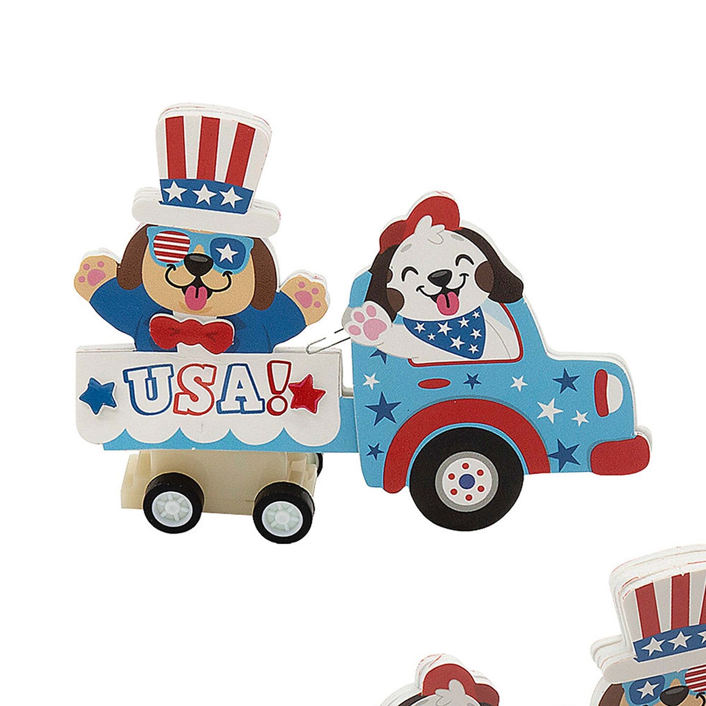 4 1/2" x 3 1/4" 4th of July Parade Float Pull-Back Craft Kit Makes 12