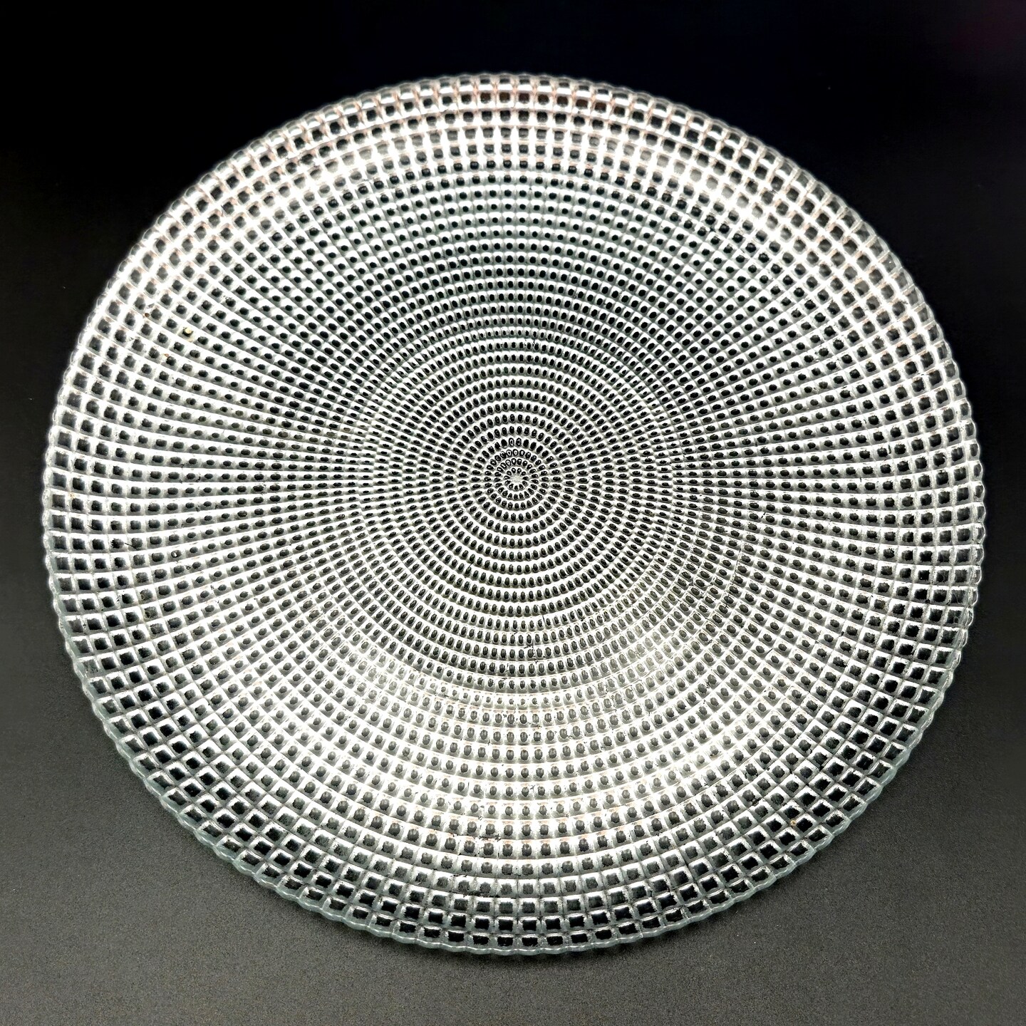 Glass Dinner Plate Decorative Swirl Beaded Pattern 10.75 Inch