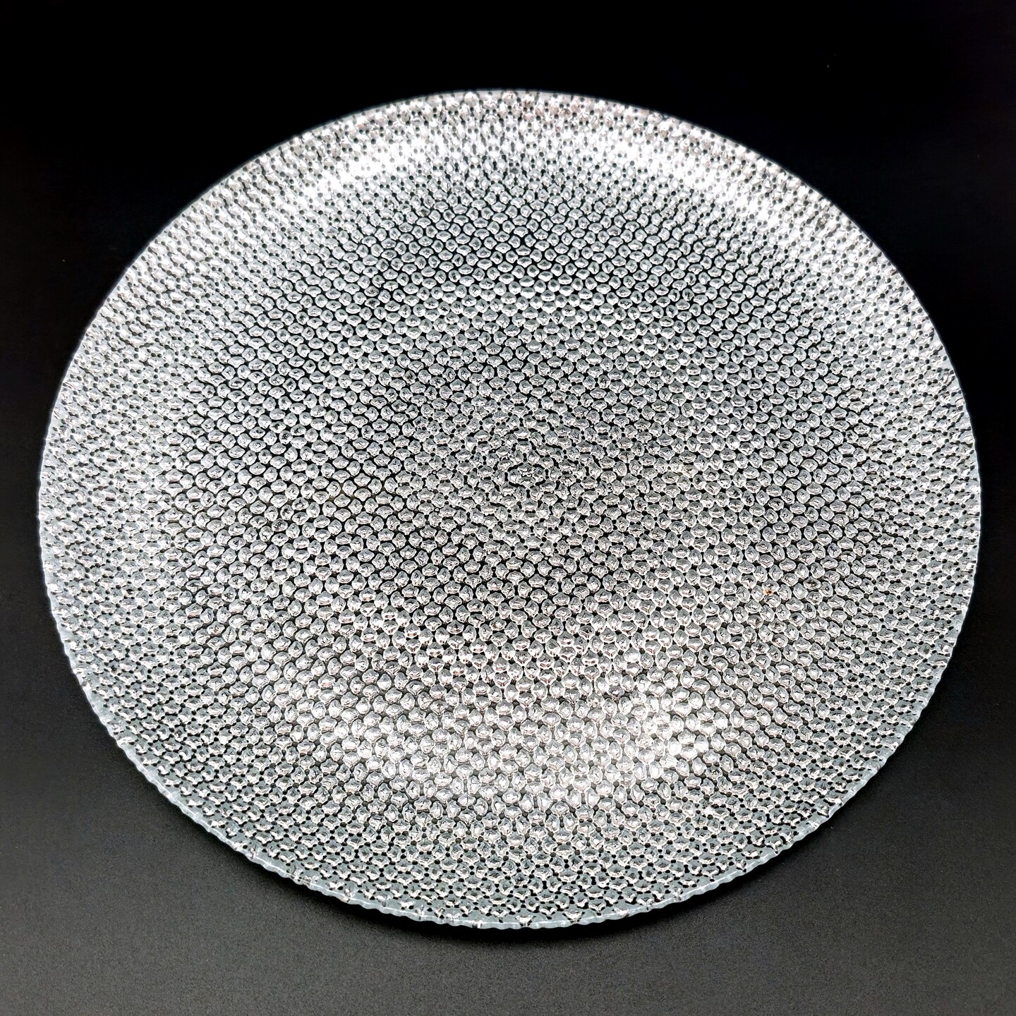 Handmade Glass Dinner Plate with Metal Finish Textured Modern Tableware