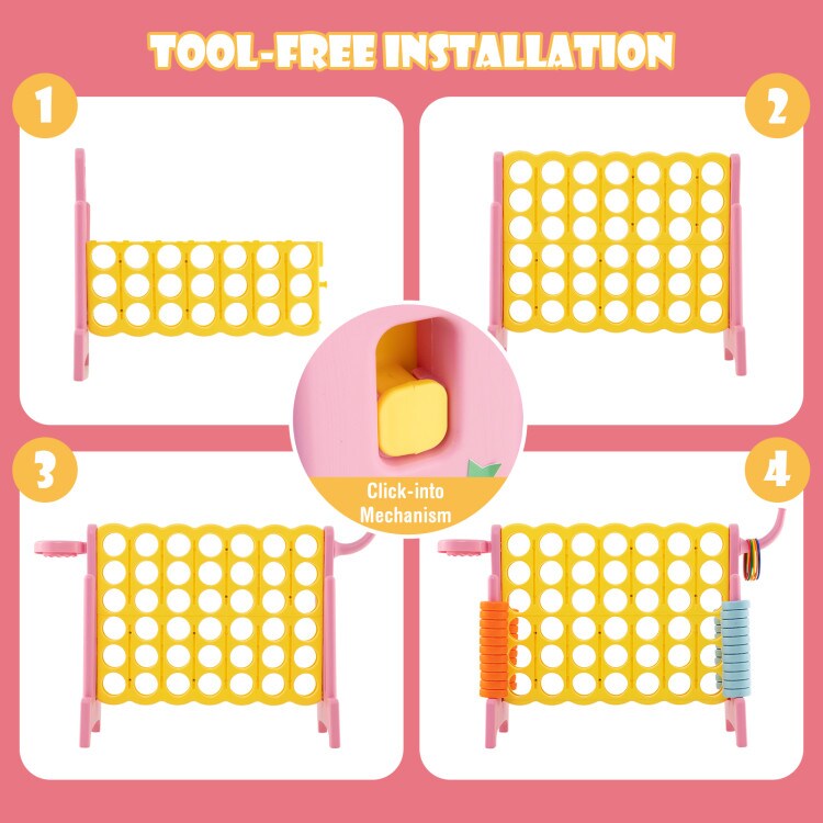 Kids 3-in-1 Game Set Connect 4 Toss Basketball Indoor Outdoor Fun