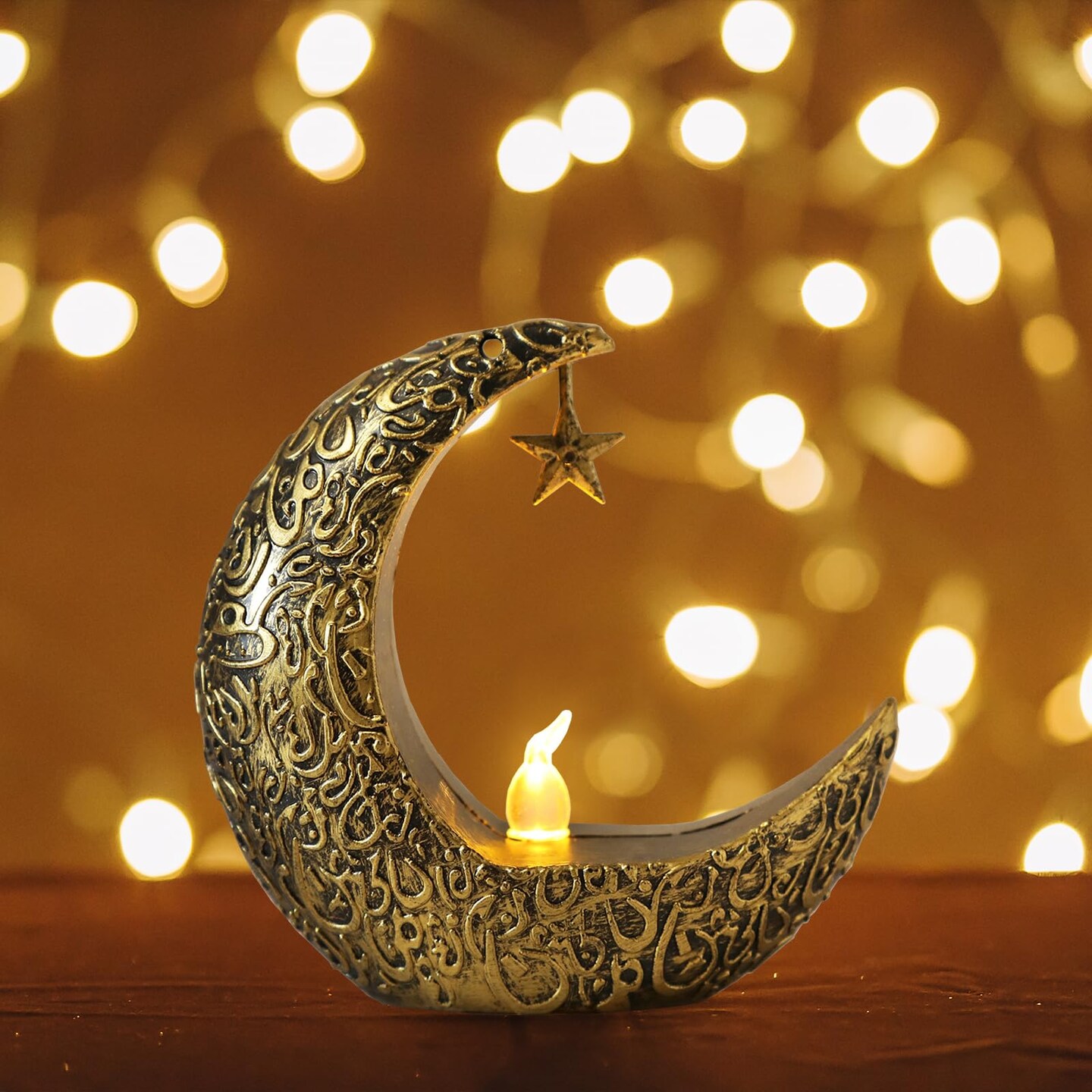 2PCS Mini Ramadan Moon Light for Ramadan Decorations, Black Mini Moon Star Light Eid Lamp for Ramadan Table Decoration Ramadan Gift Home Decor, Eid Ramadan Candle Lights Nightstand Decor