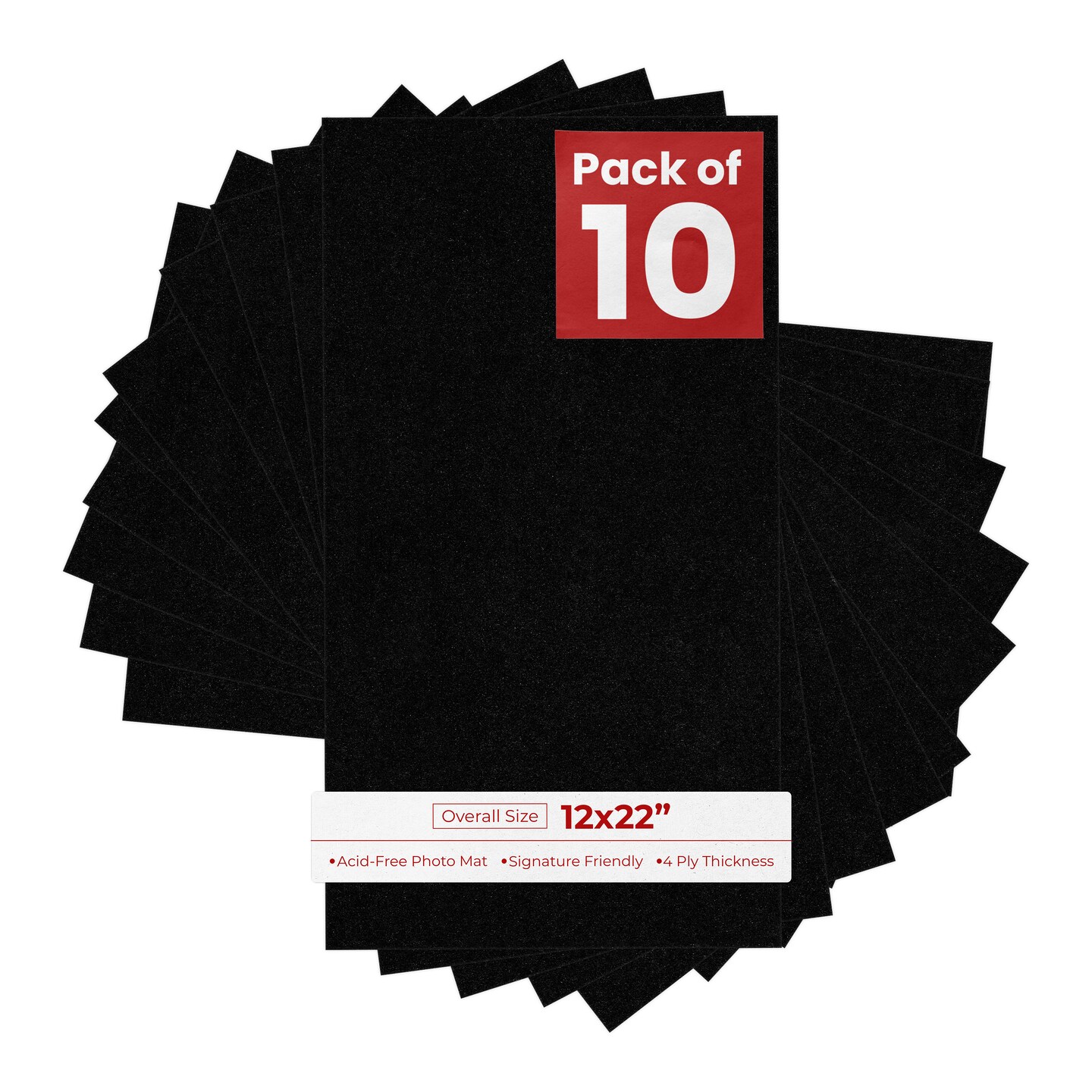 Black with Black Core 12x22 Uncut Mat Board - Blank Sheets, No Opening