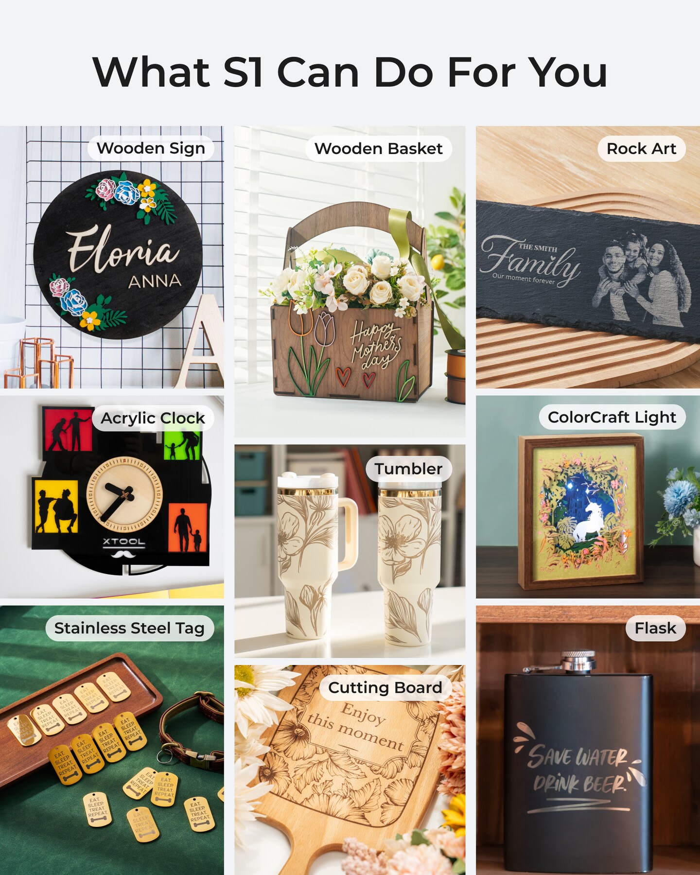 xTool S1 Laser Engraver and Cutter Machine, 23.93" x 15.16" Bed Size, Beginner-Friendly, Laser Engravering Machine for Wood and Metal, Acrylic, etc.