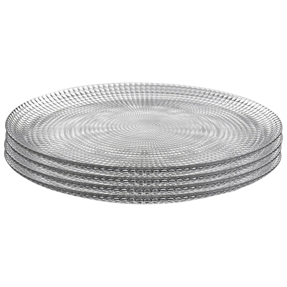 Glass Dinner Plate Decorative Swirl Beaded Pattern 10.75 Inch