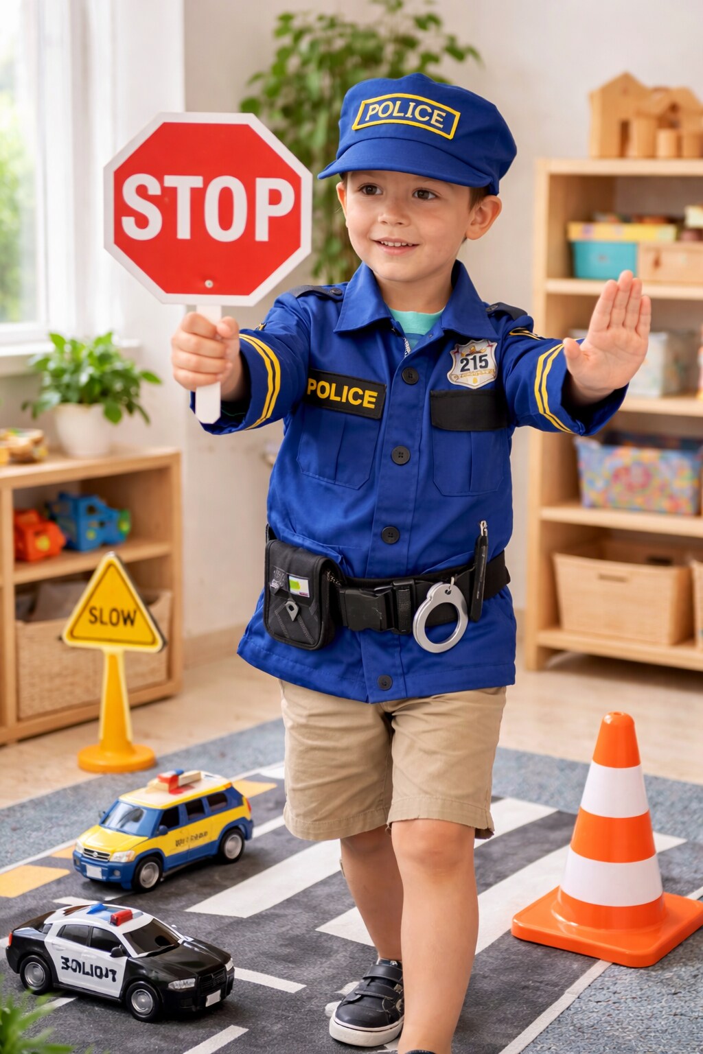 Police Officer Dress Up Role Play Set for Kids, Community Helper Costume Kit