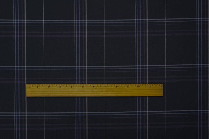 Deep Blue-Multi Poly Wool Plaid Woven Japanese Shirting Fabric By the Yard