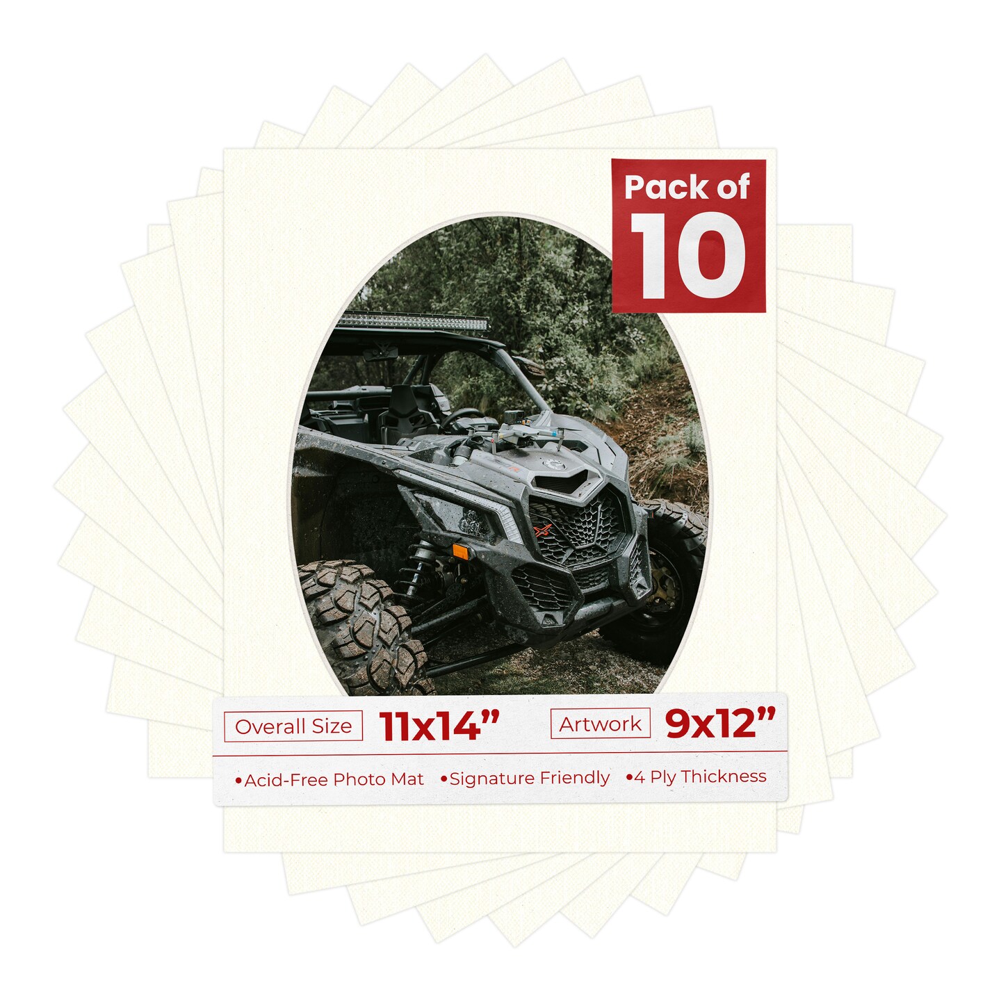 Beige Canvas Mat Board for 11x14 Frames - Oval Opening for 9x12 Photos