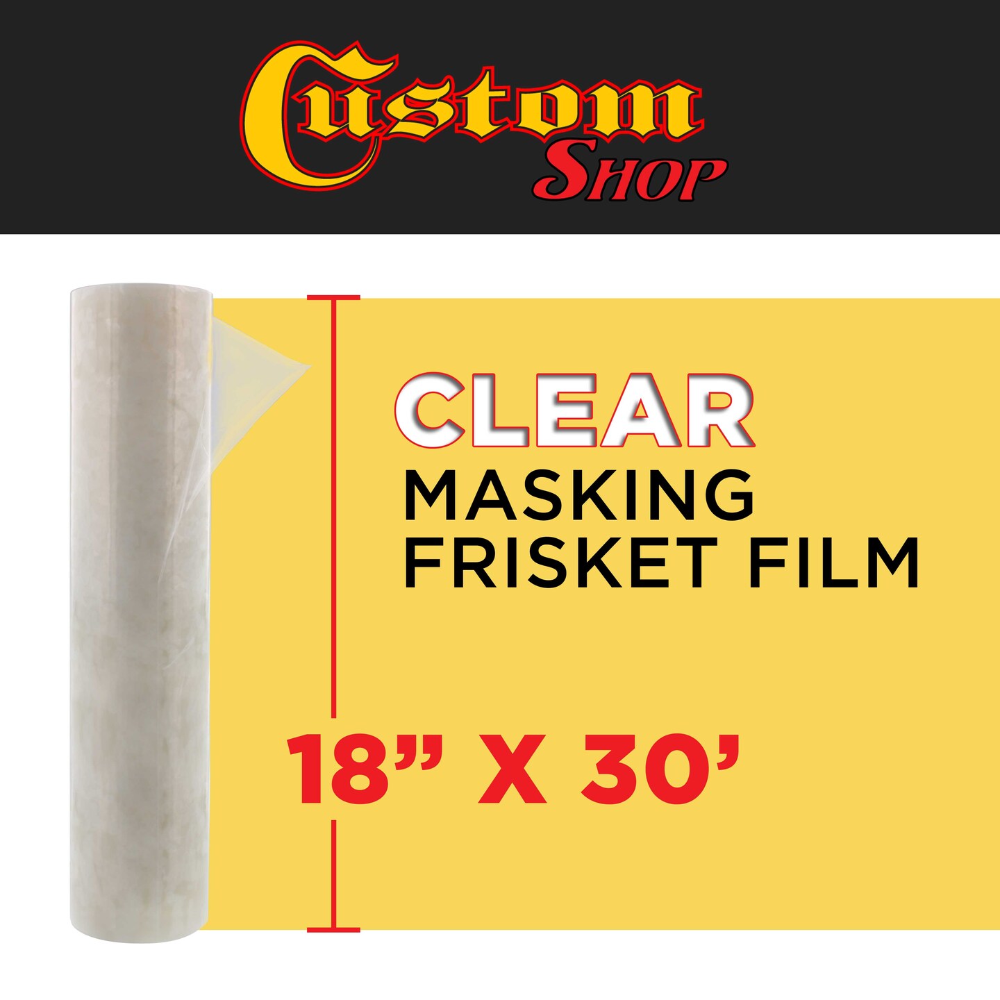 18" x 30' Frisket Masking Film Roll - Self-Adhesive Semi-Transparent Medium-Tack for Artists, Airbrush Graphics, Automotive Painting, Stencil Making, Design Transfer