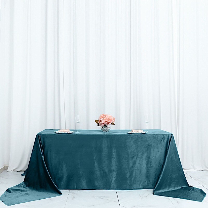 90" x 156" Premium Velvet Rectangular Tablecloth – Wedding & Party Linens