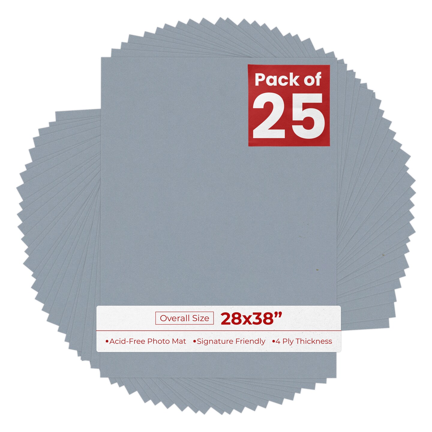 Mid Grey 28x38 Uncut Mat Board - Blank Sheets, No Opening, Color: Grey ...