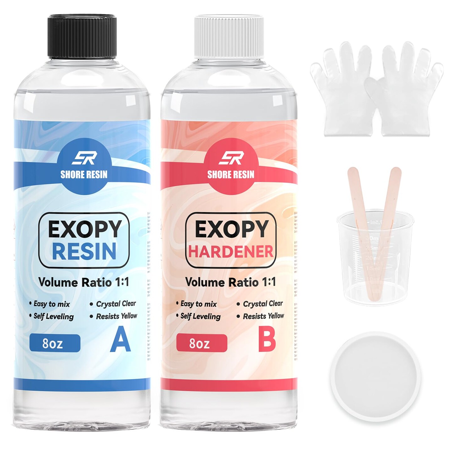 Epoxy Resin 16oz for Beginners – Crystal Clear 1:1 Epoxy Resin Kit, 4× Anti-Yellowing UV Resistant, Food-Safe, Low Odor for Jewelry, Crafts & Small Casting Projects