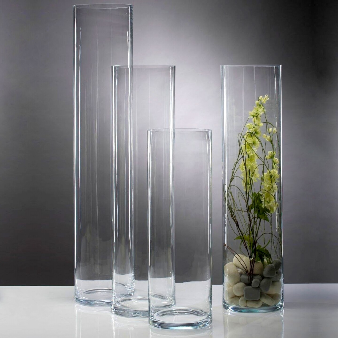 Cylindrical Transparent Glass Vase Perfect for Flowers and Decorative Fillers