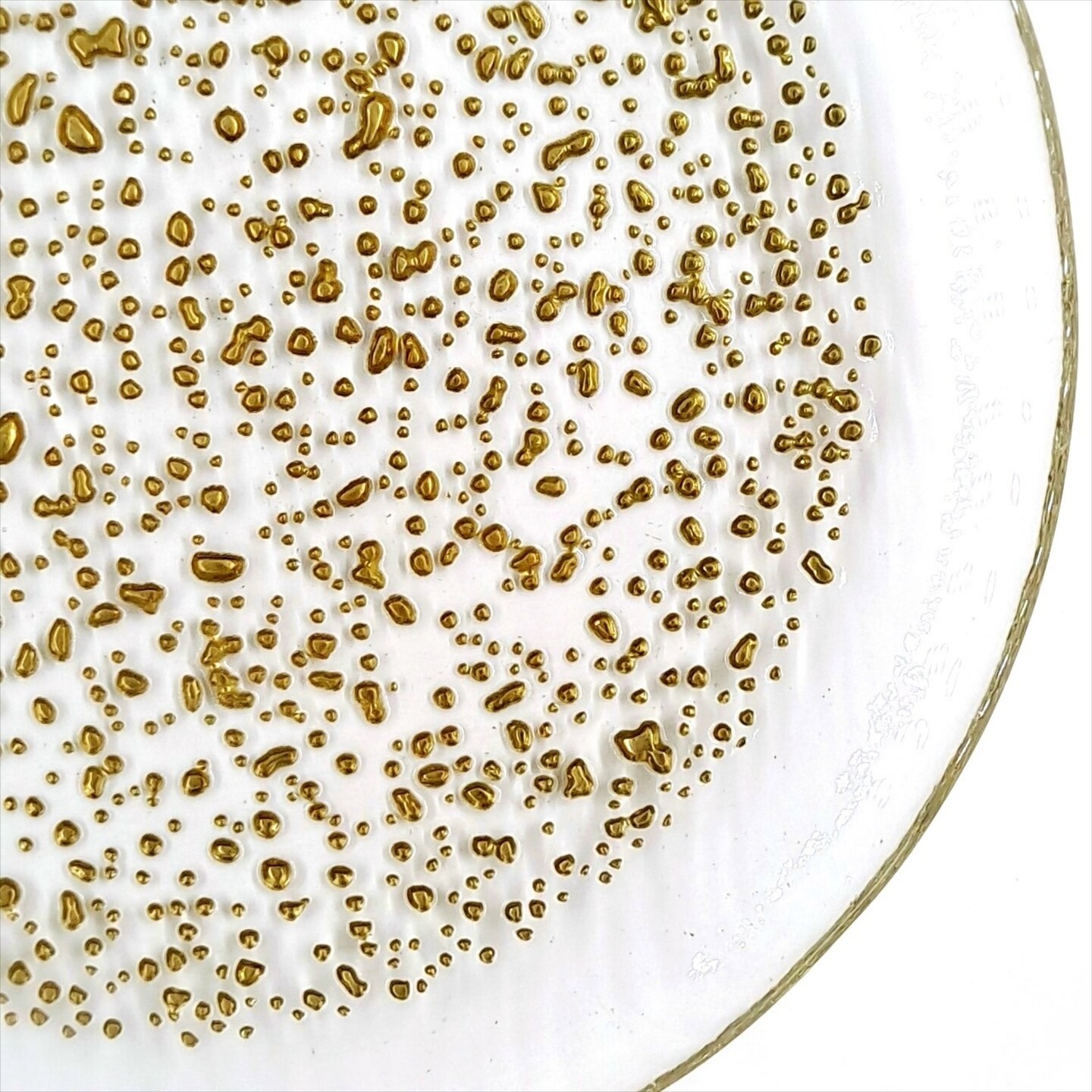 Handmade Metal Gilden Glass Plate Distressed Textured Tableware