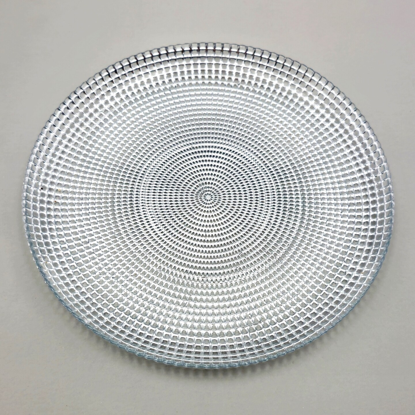 Glass Dinner Plate Decorative Swirl Beaded Pattern 10.75 Inch