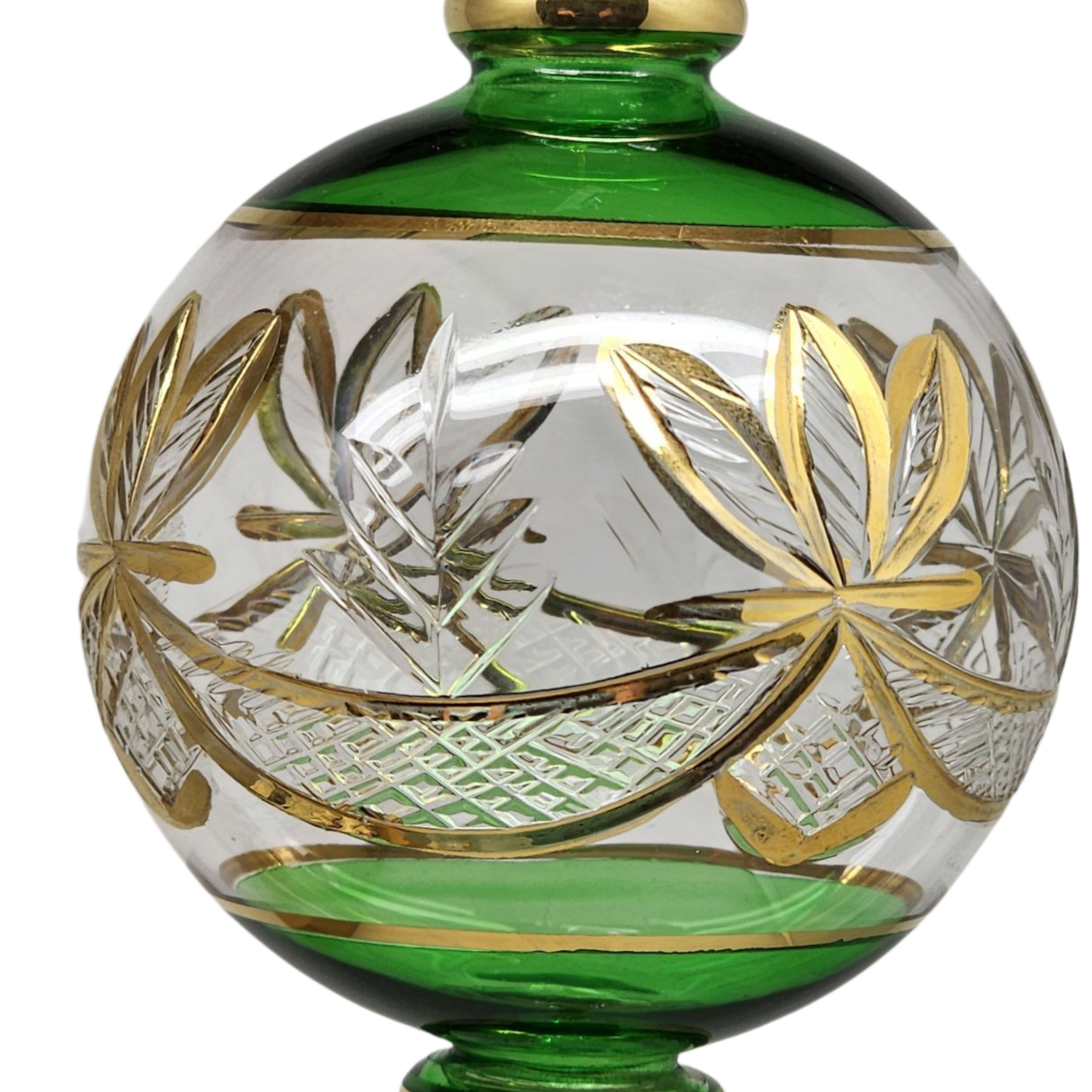 Special Etching Crystal Ball with Dangles Ornament - Green