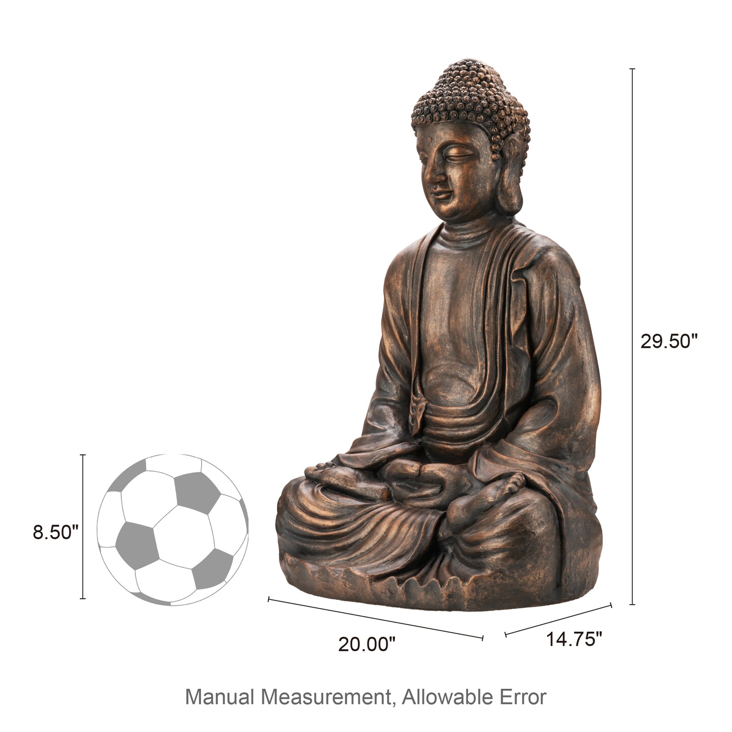 Set of 2 29.5"H Oversized MGO Bronze Meditating Buddha Statue