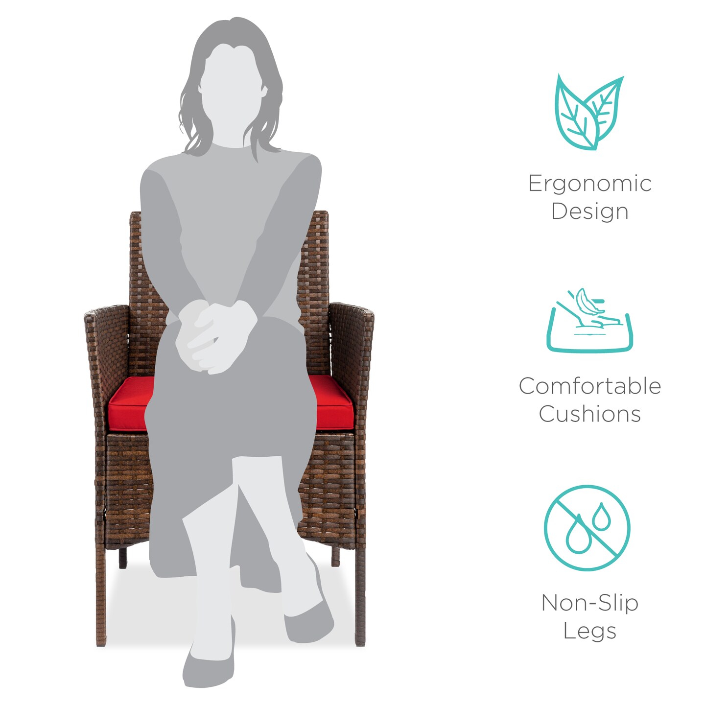 Best Choice Products 3-Piece Outdoor Wicker Conversation Patio Bistro Set, w/ 2 Chairs, Table