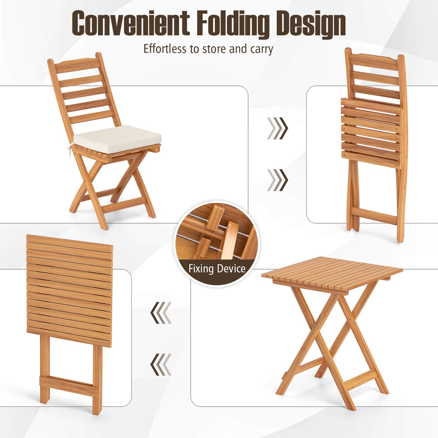 Costway Folding Patio Chairs Set of 2/4 with Slatted Backrests and Soft Seat Cushions