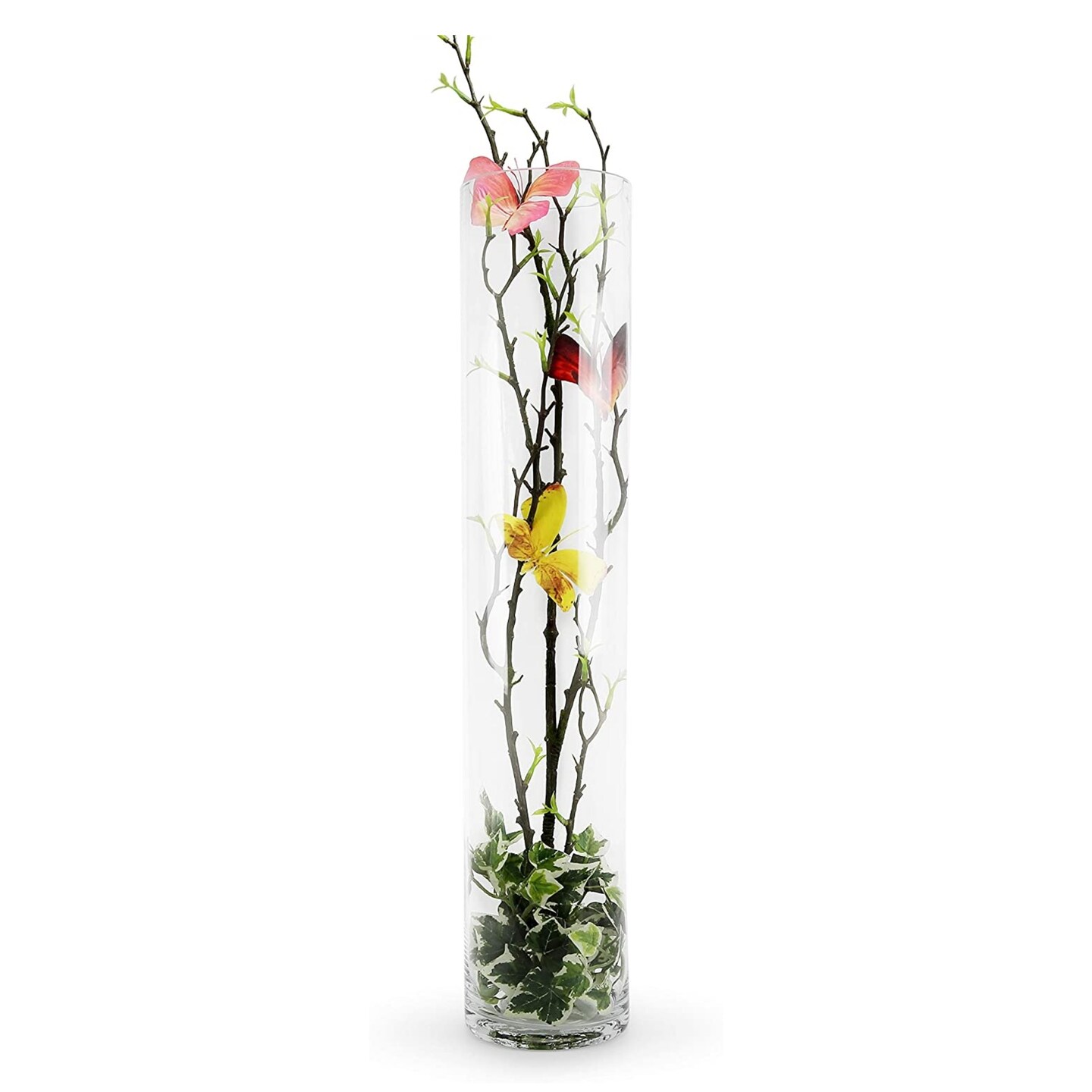 Crystal Clear Slim Glass Cylinder Vase Modern Table Centerpiece