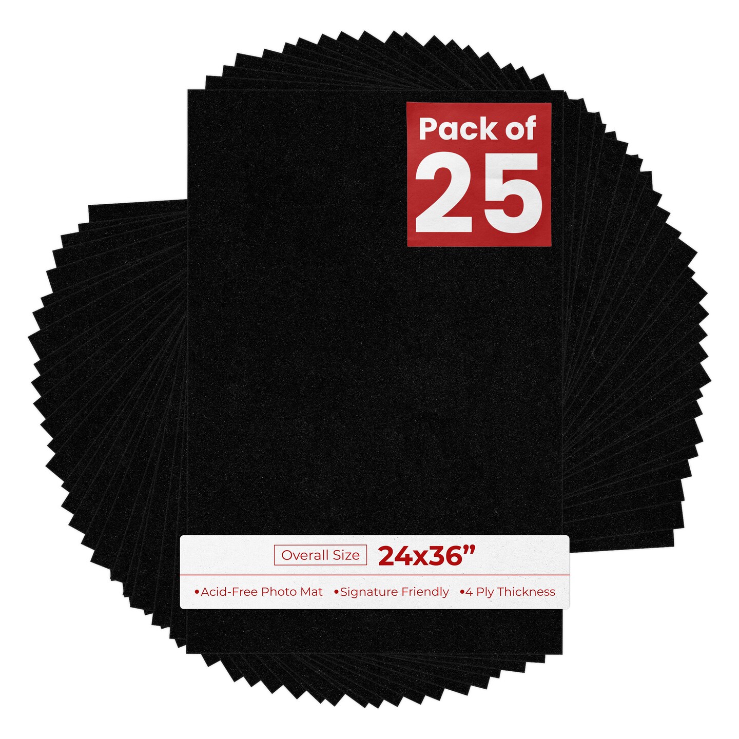 Black with Black Core 24x36 Uncut Mat Board - Blank Sheets, No Opening