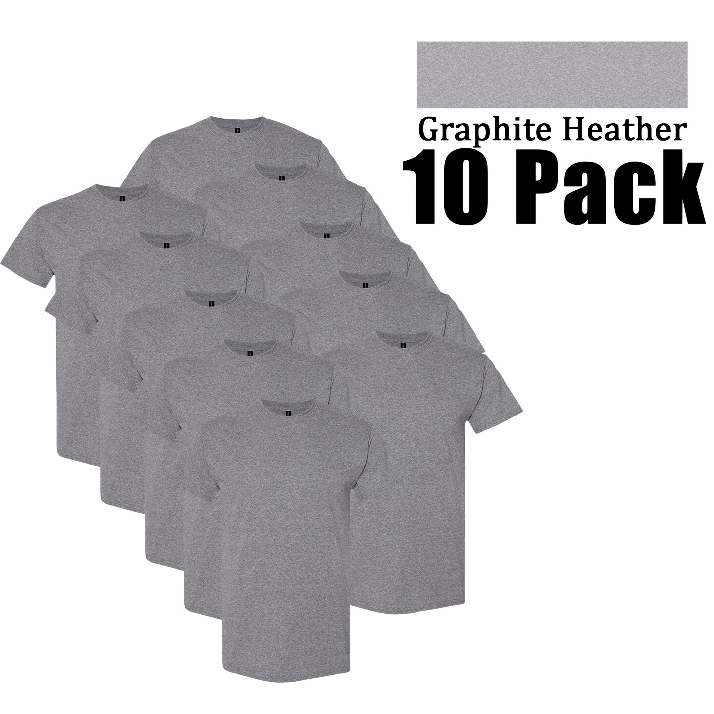 Gildan Heavy Cotton Adult T-Shirt 10 Pack, Graphite Heather – Bulk Crafting Blanks