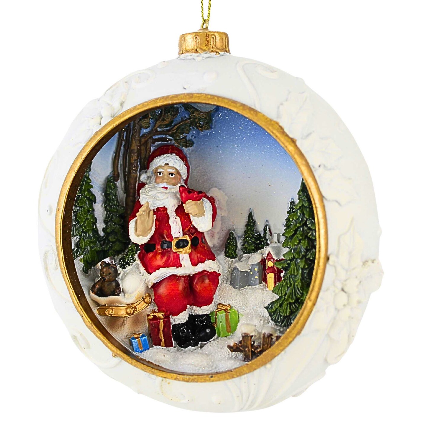 Roman 4.5 Inch Carved Santa Ornament Christmas Tree Ornament , Christmas Decor Claus Winter Sky
