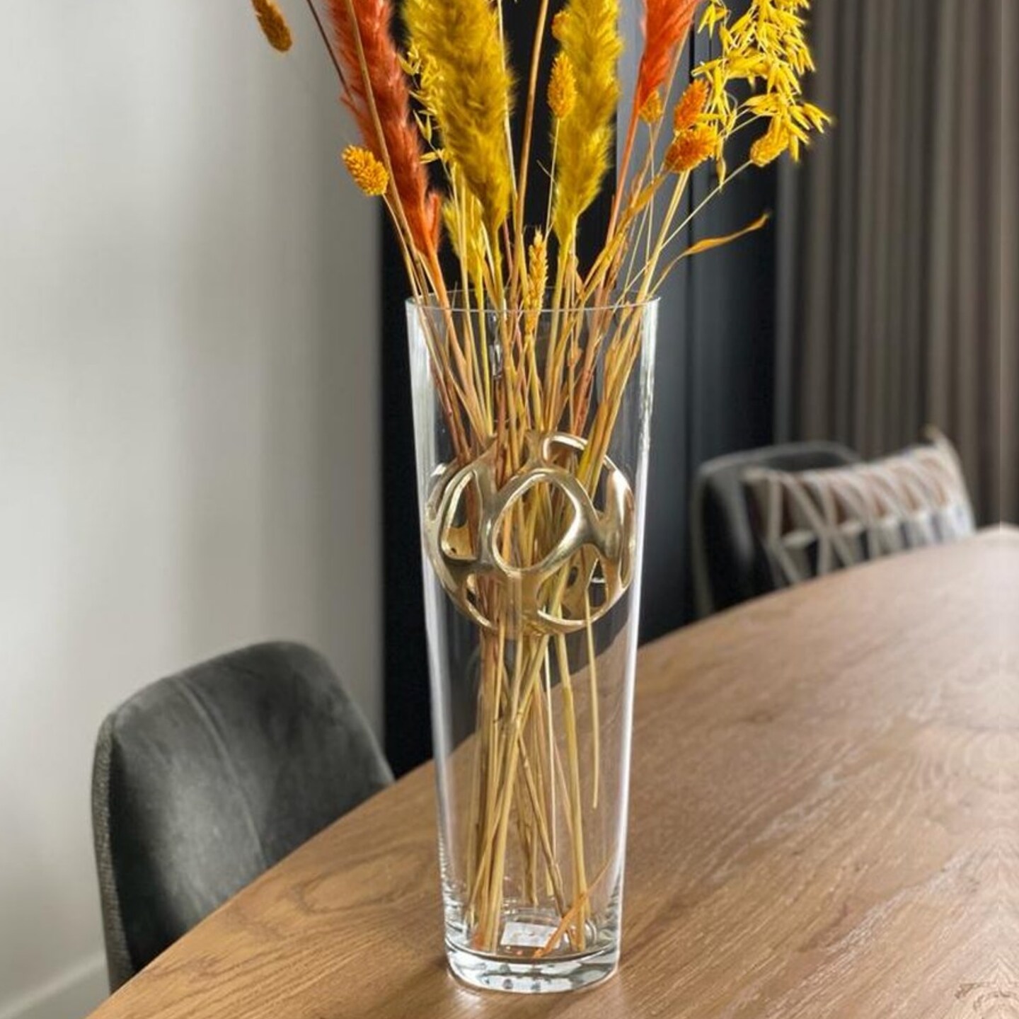 Modern Clear Glass Conical Vase in Tall Dining Table Centerpiece