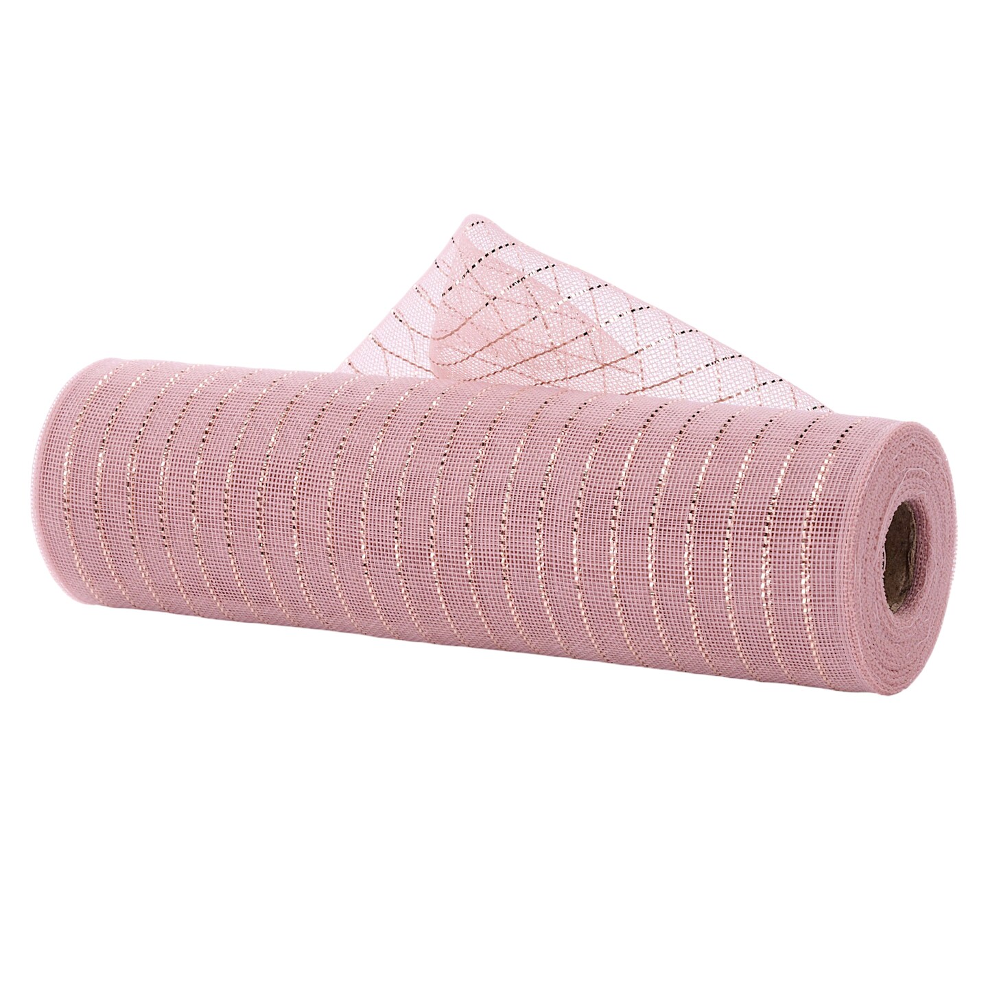 Deco Poly Mesh - 10.25" Rose Gold Pink Fine Weave Mesh for Wreaths, Crafts, and Decorations