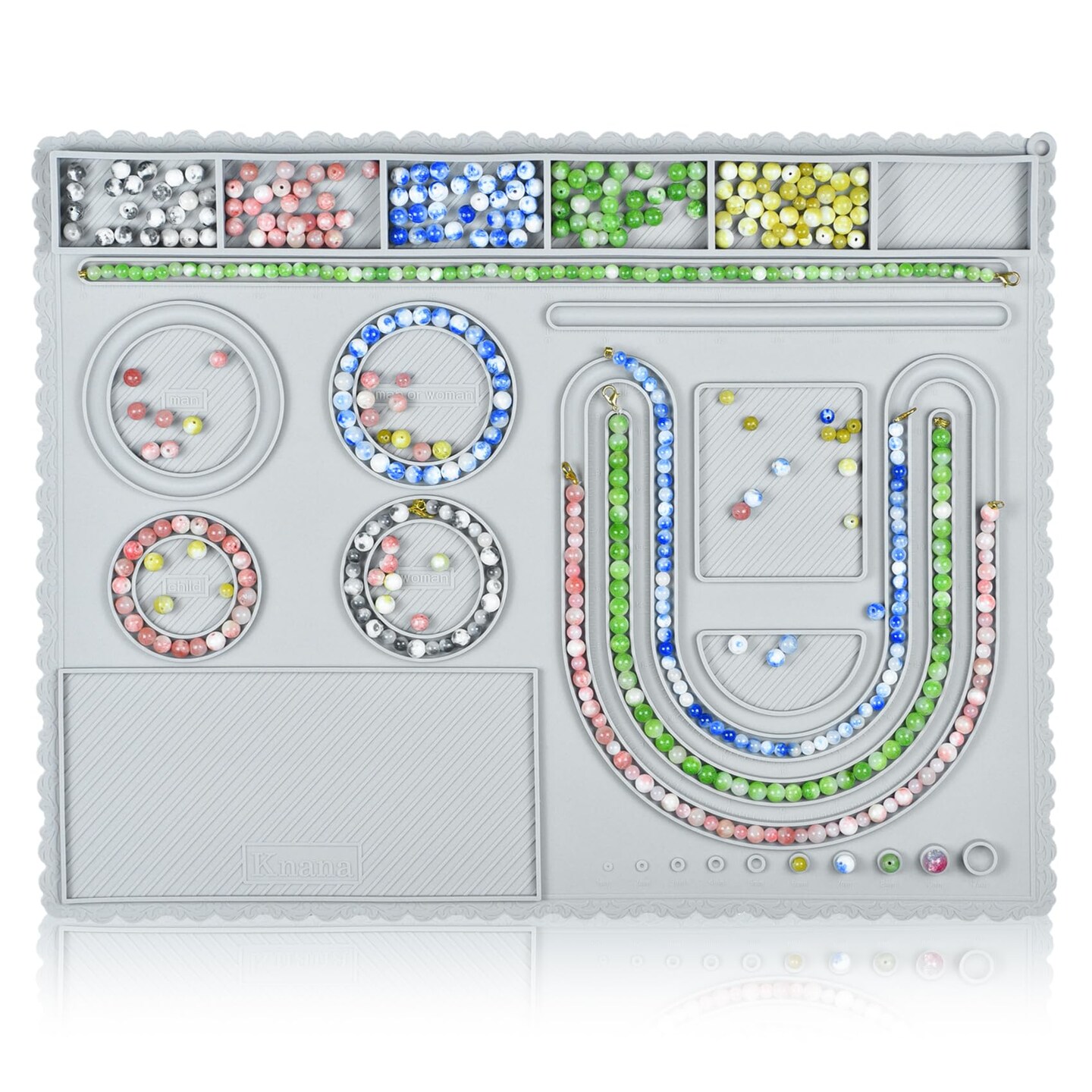 Silicone Bead Boards for Jewelry Making - Bracelet Bead Board Beading Trays Jewelry Design Mat for Making Bracelets, Necklaces, DIY Design (Grey)