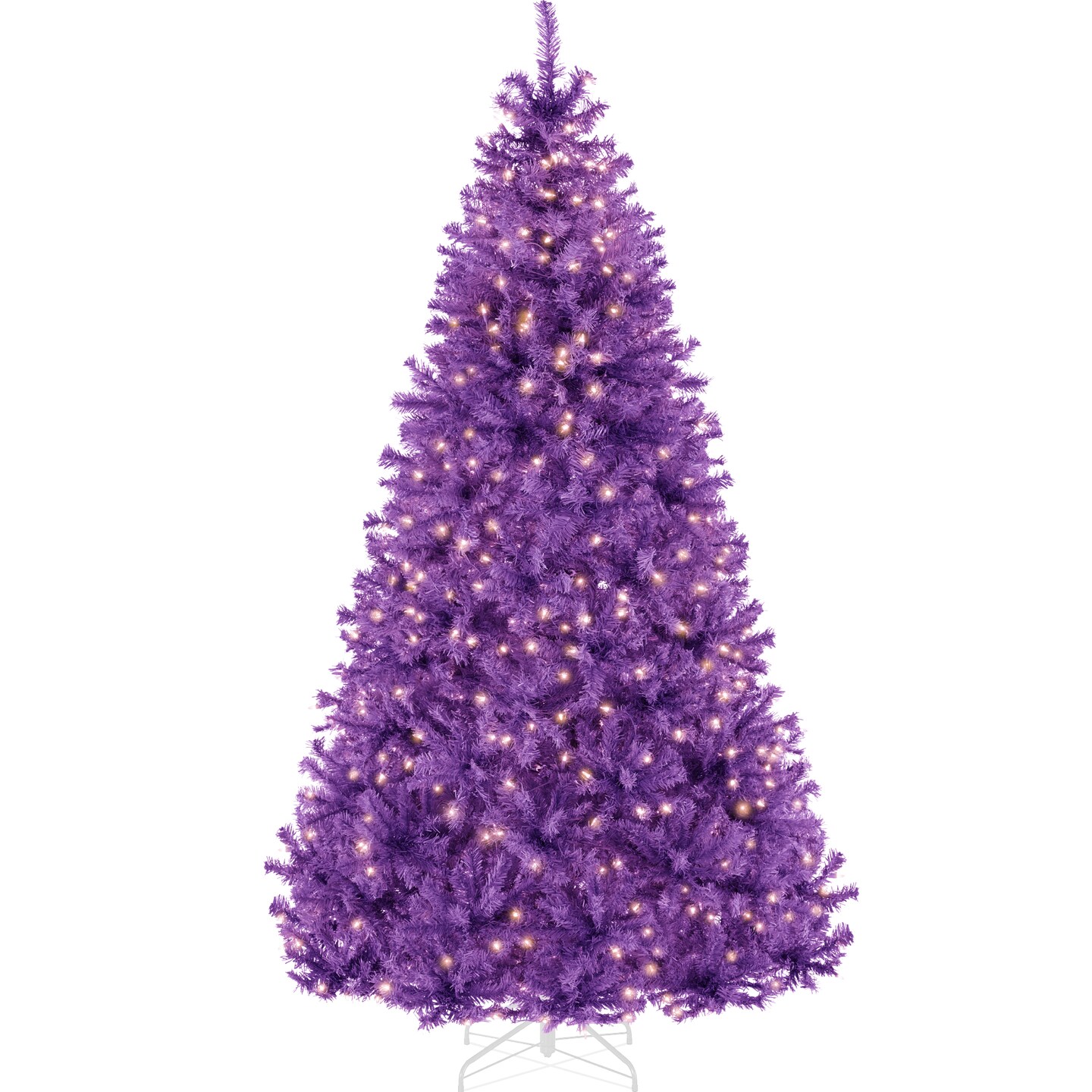 Best Choice Products Pre-Lit Purple Christmas Tree, Artificial Full Holiday Decoration w/ Incandescent Lights