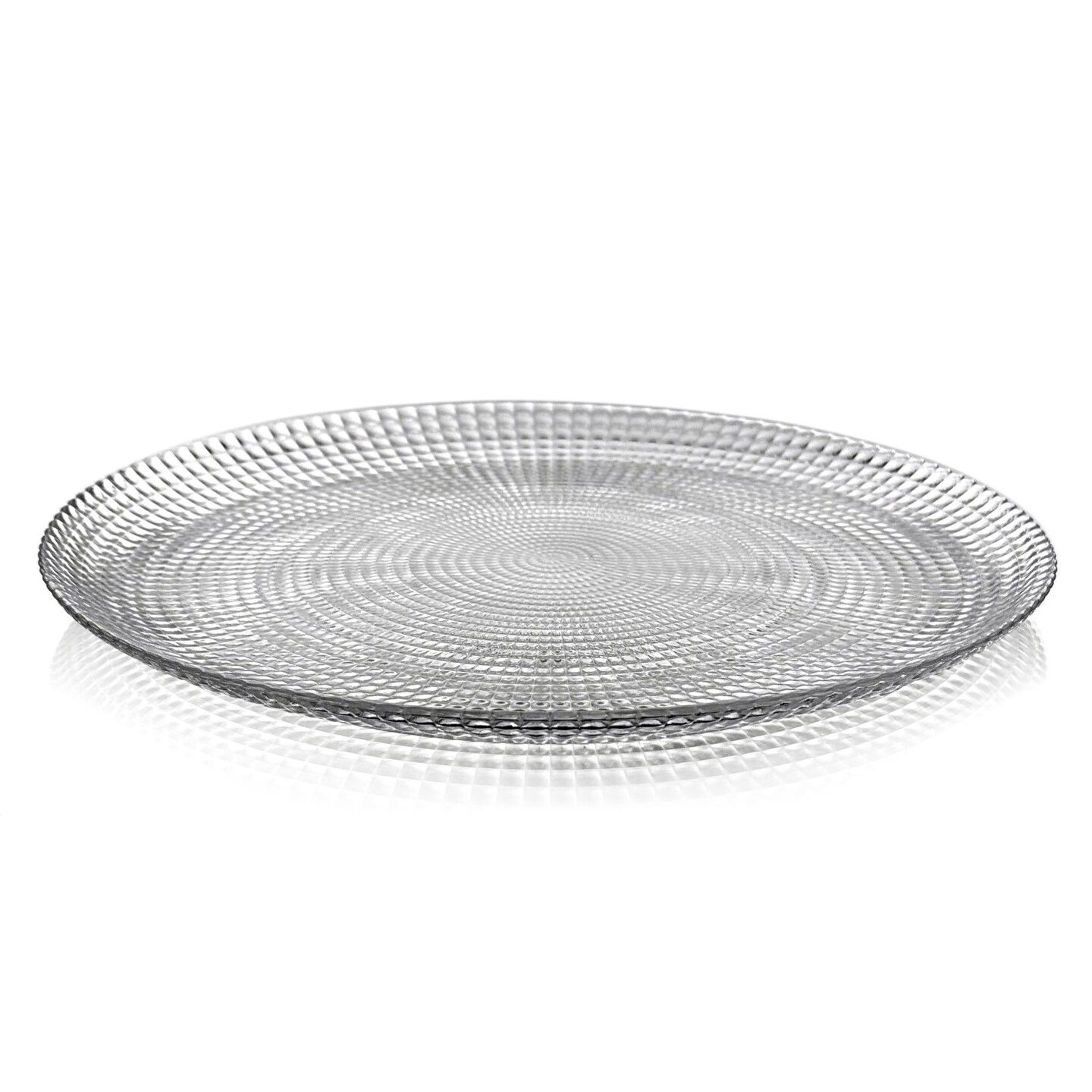 Glass Dinner Plate Decorative Swirl Beaded Pattern 10.75 Inch
