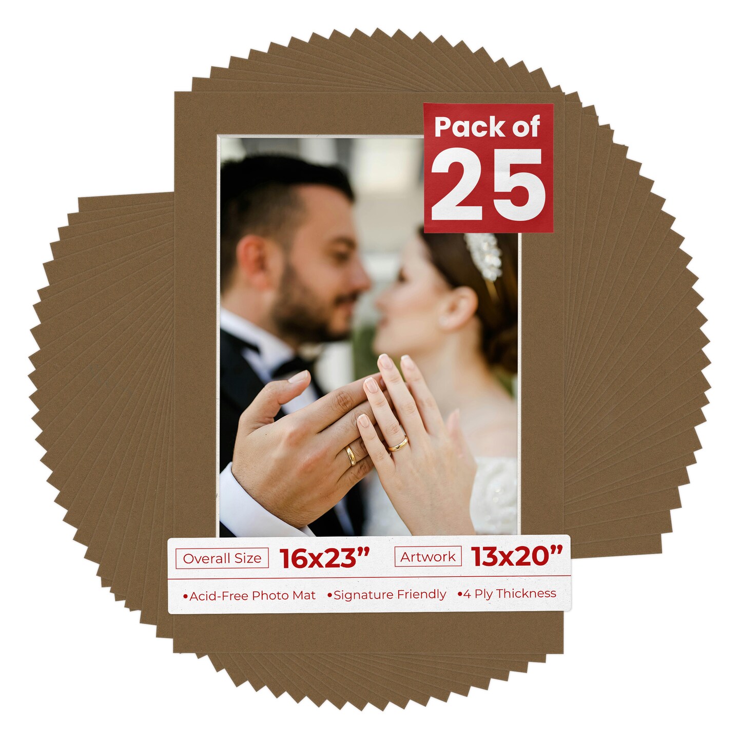 Aged Oak Brown Mat Board for 16x23 Frames - Fits 13x20 Photos, Color ...