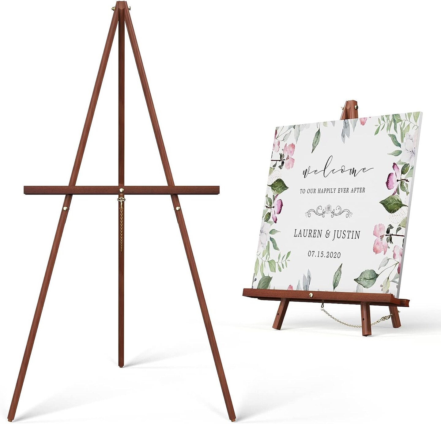 Art Easel Wooden Stand, 63" Portable Tripod Display. Artist easel - Adjustable Floor Wood Poster Stand for Wedding, Painting, Drawing, Display Show, Brown