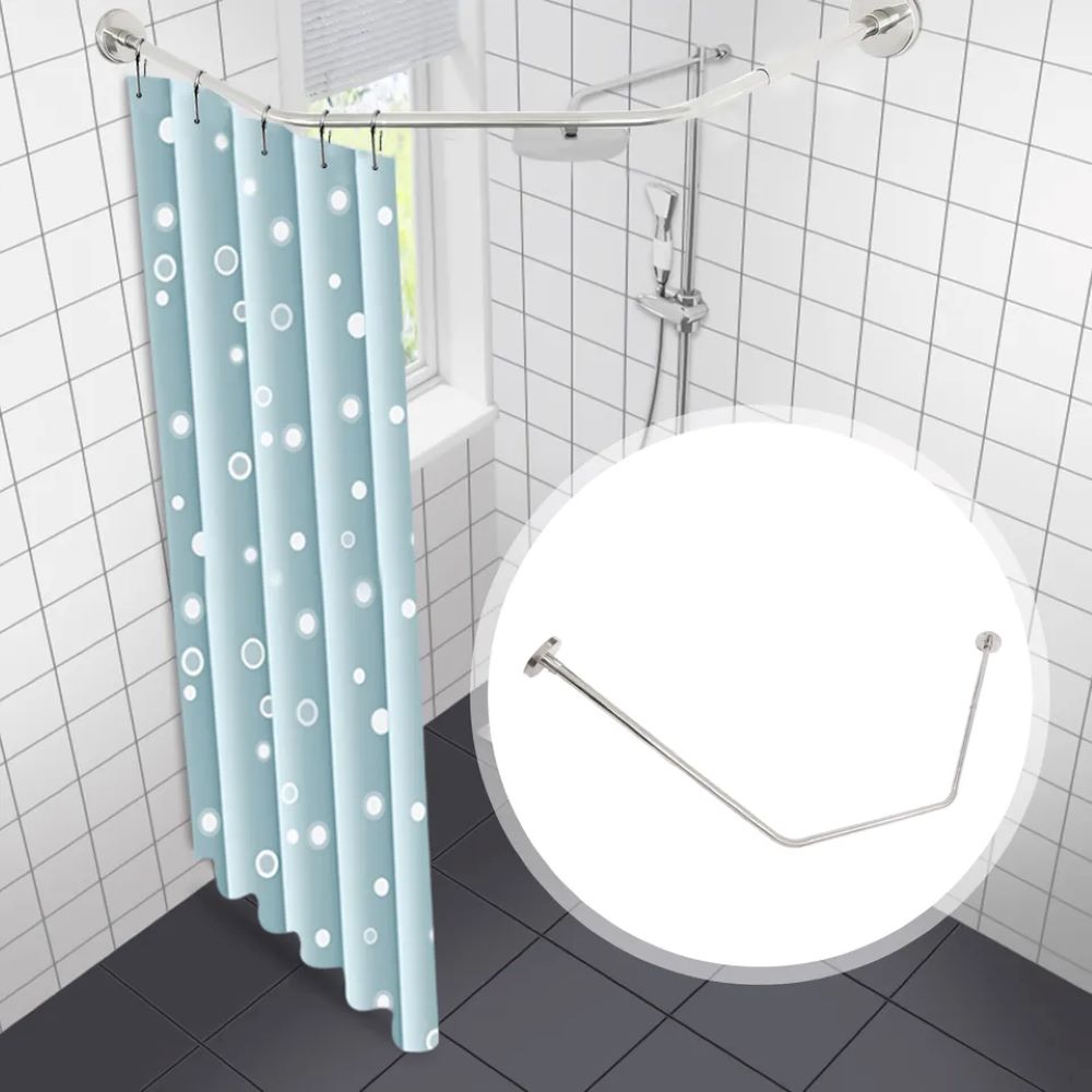 Kitcheniva Shower Curtain Rod Wall Mounted L Shaped