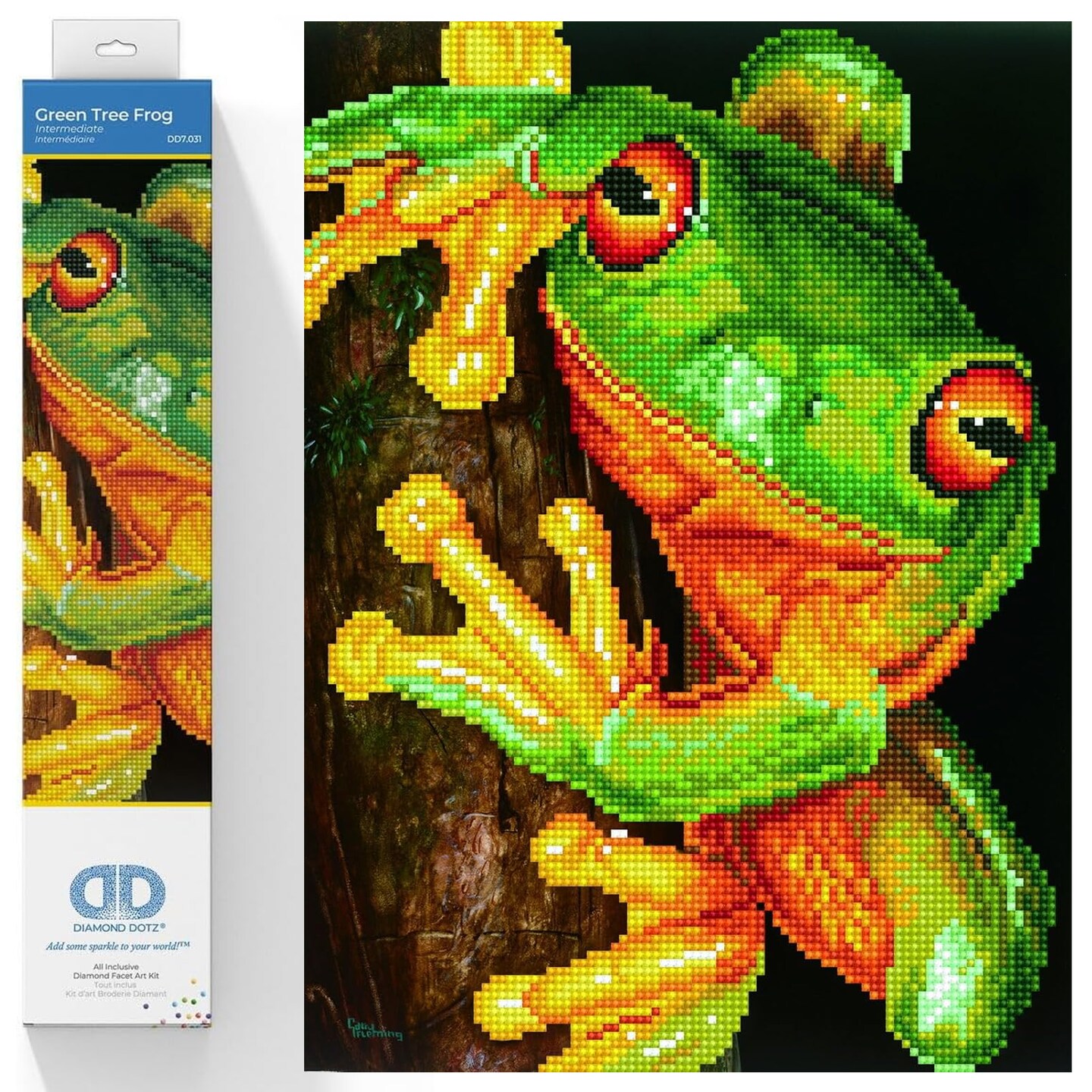 Diamond Dotz Green Tree Frog Reptile Diamond Painting Kits for Adults - Diamond Art Kits a Relaxing Creative Craft Kit with Dotz Gems 14.6x10.6