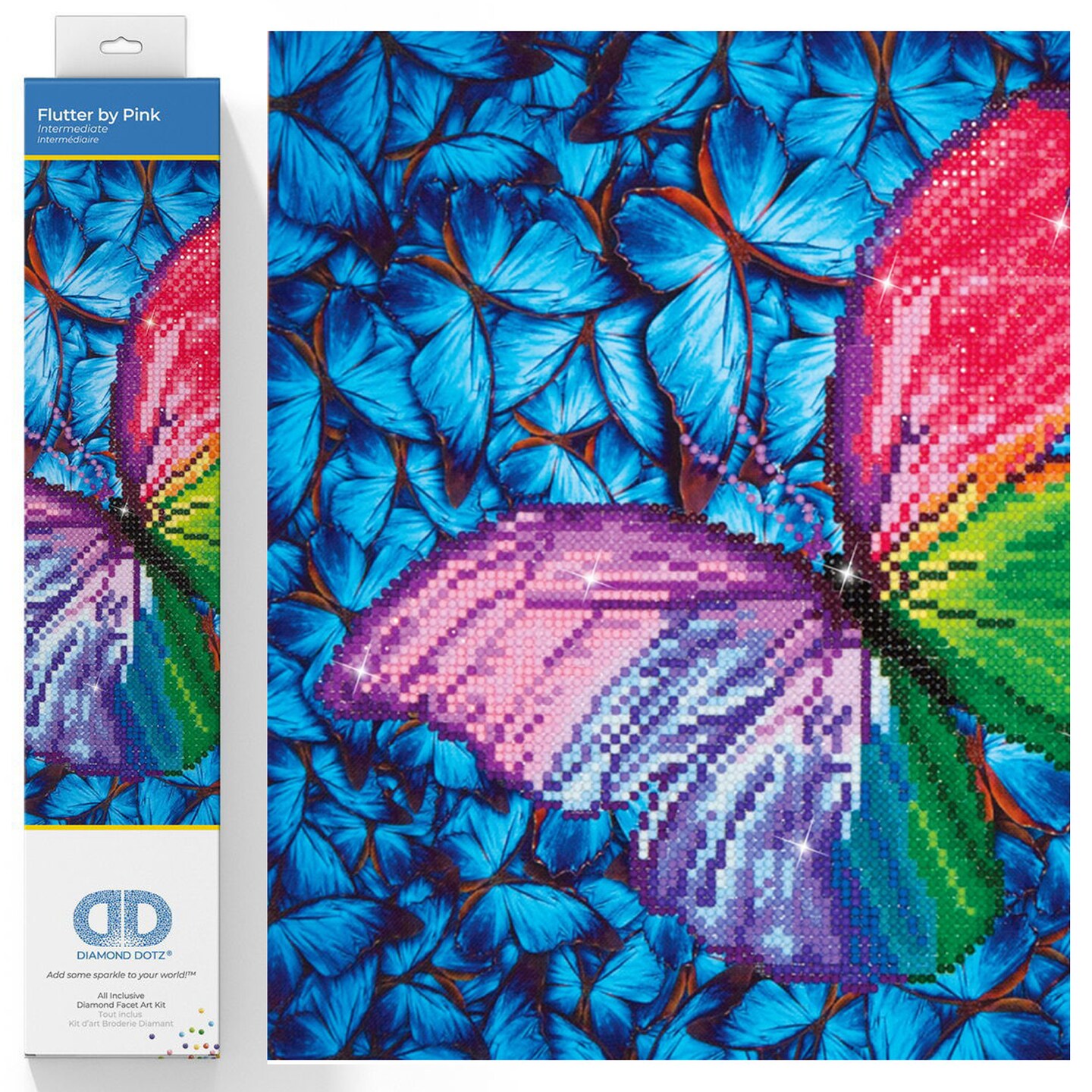Diamond Dotz Flutter by Pink Butterflies Diamond Painting Kits for Adults - Diamond Art Kits a Relaxing Creative Craft Kit with Dotz Gems 12x12