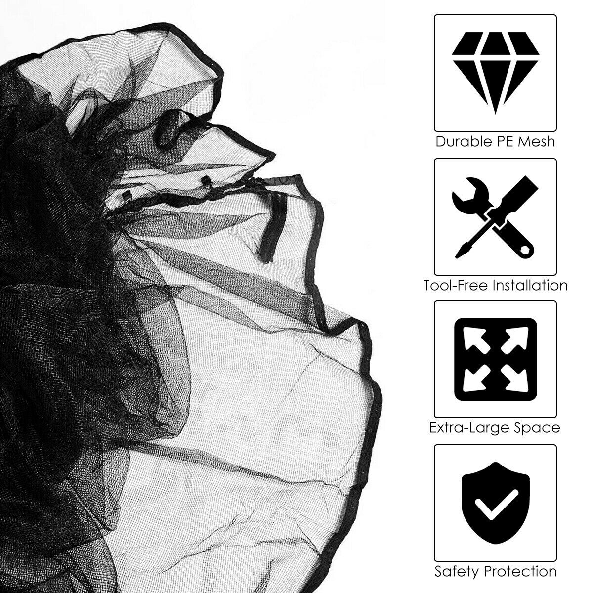 Trampoline Safety Enclosure Net Replacement Foldable Durable Weather-Resistant