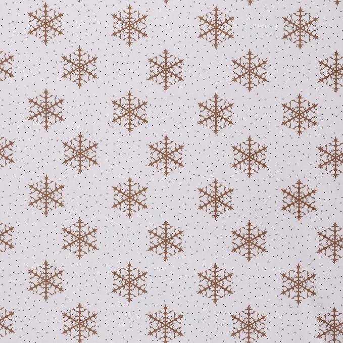 Mook Fabrics Christmas Gold Snowflakes on White 100% Cotton Fabric By the yard