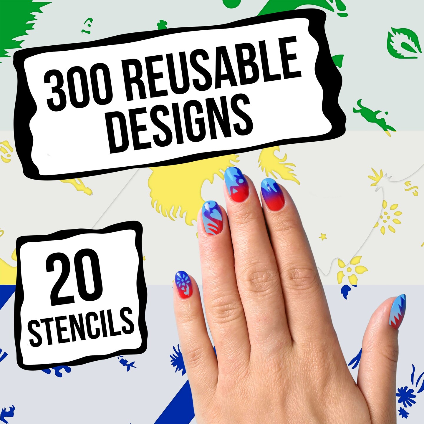 Airbrush Nail Stencils - Nail Art Stencils Set #4: 320 Unique Designs from 20 Individual Templates
