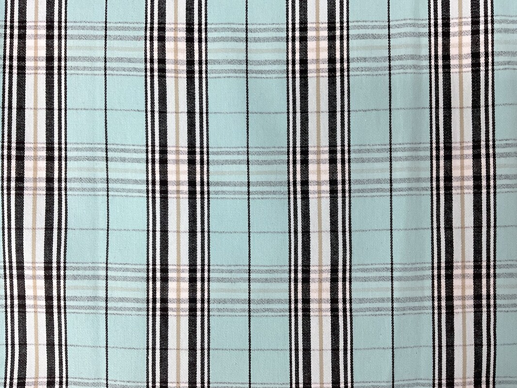 Blue-Multi Cotton Spandex Plaid Twill Woven Fabric By the Yard