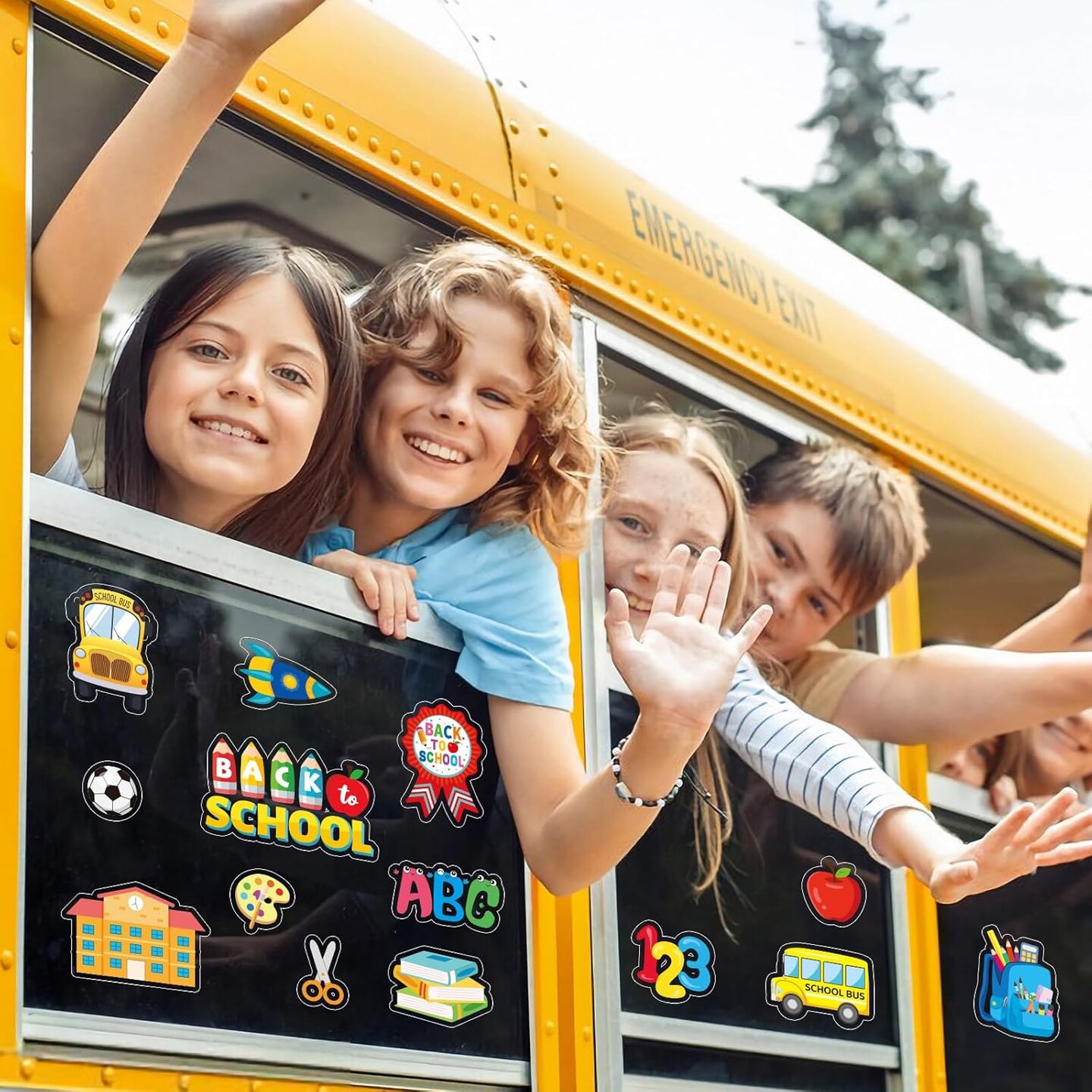 50 PCS Back to School Window Thick Gel Clings Stickers