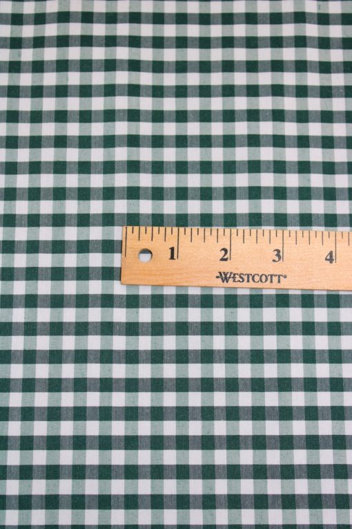 1 Yard Hunter Green 1/8&#x2033; Gingham Checkered Poly Cotton Fabric Classic Non-Stretch 58/59 Inch Wide